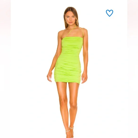 Superdown sierra ruched mini dress neon green - Picture 1 of 4